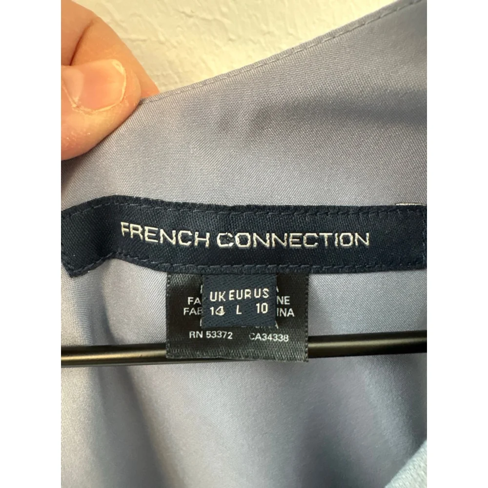 Women's FRENCH CONNECTION Blue Ruffle Mini Dress Size 10 - Picture 4 of 6